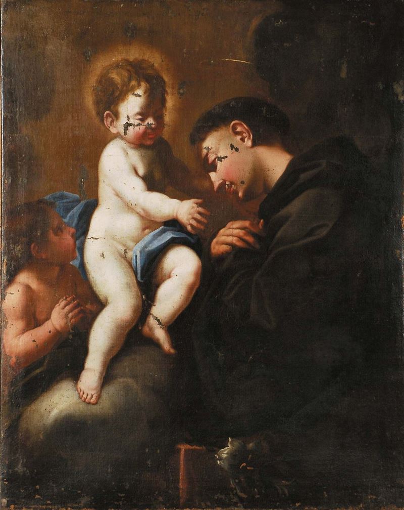Ludovico Mazzanti (1686-1775), cerchia di SantÕAntonio con Bambino e San Giovannino  - Asta Antiquariato e Dipinti Antichi - Cambi Casa d'Aste