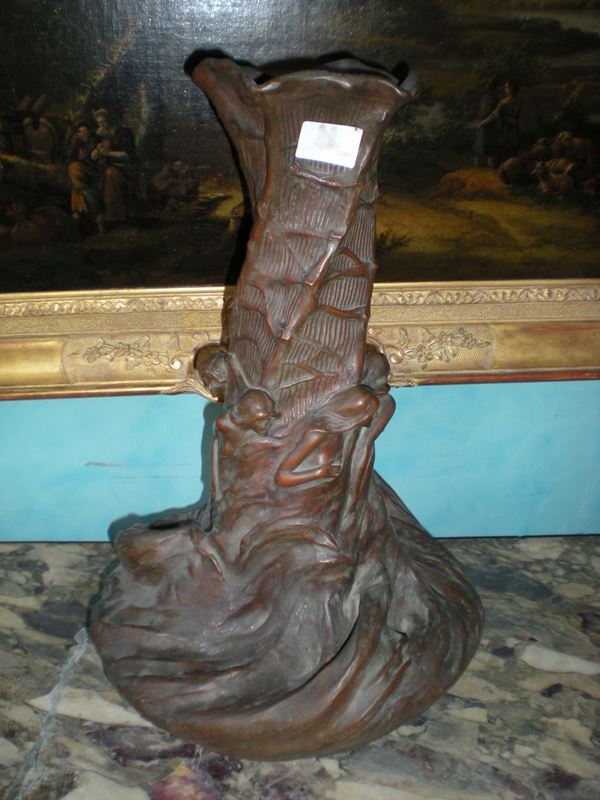 Vaso in terracotta patinato in bronzo, Venezia XX secolo