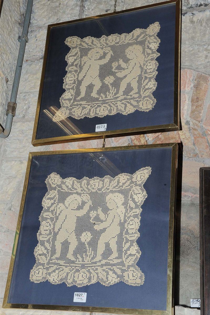 Due ricami in cornice  - Auction OnLine Auction 07-2012 - Cambi Casa d'Aste