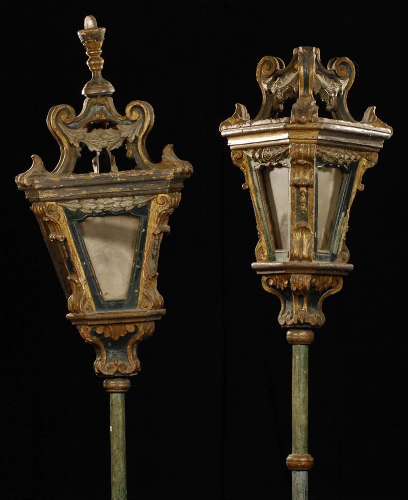 Coppia di lanterne Luigi XVI, XVIII secolo  - Auction Old Paintings and Furnitures - Cambi Casa d'Aste