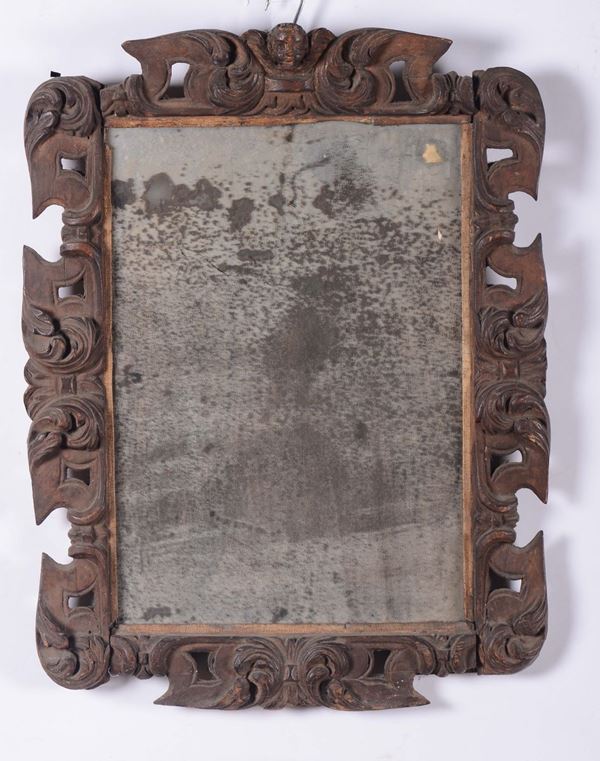 Specchierina tipo sansovino in legno intagliato, XIX secolo