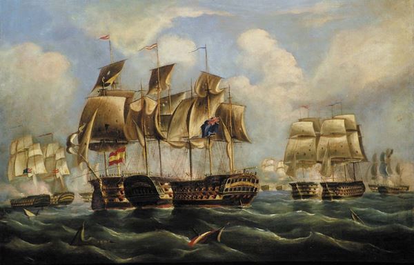 Scuola Inglese del XVIII secolo Battaglia marinara