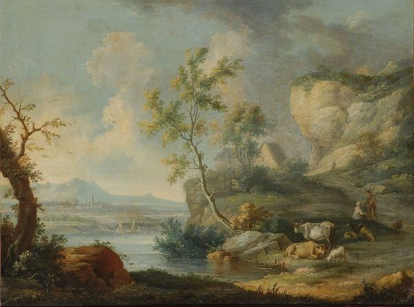 Angelo Cignaroli (1767-1841) Paesaggio con figurePaesaggio con figure