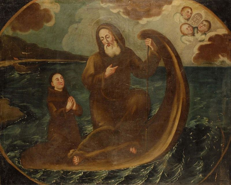 Scuola del XVIII secolo Sbarco di monaci missionari  - Asta Antiquariato e Dipinti Antichi - Cambi Casa d'Aste