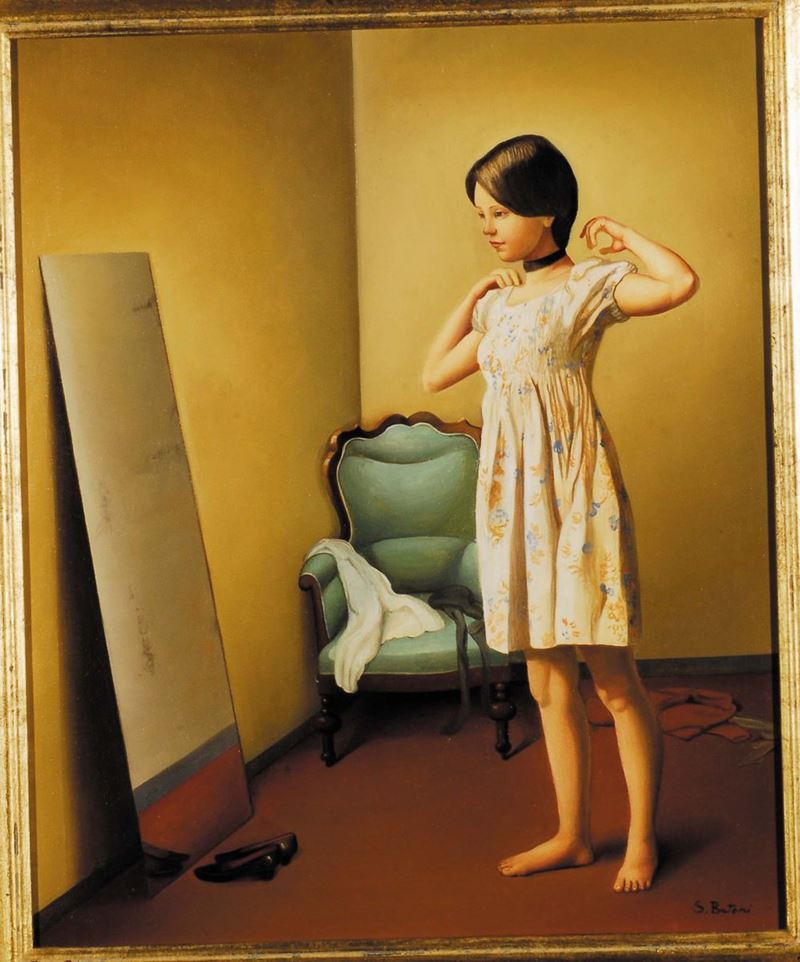 Sandra Batoni (1953) L'abito nuovo  - Asta Dipinti del XIX e XX secolo - II - Cambi Casa d'Aste