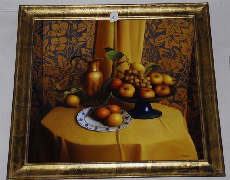 Sandra Batoni (1953) Natura morta con frutta e vaso  - Auction Time Auction 1-2014 - Cambi Casa d'Aste