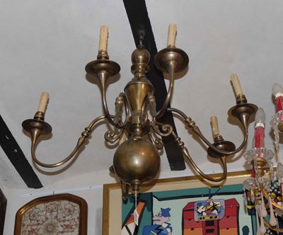 Lampadario Fiammingo in Bronzo, XIX Secolo