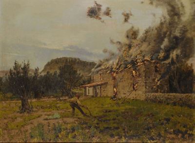 A. Rocchetti Torres (1851-1934)incendio di Cascina
