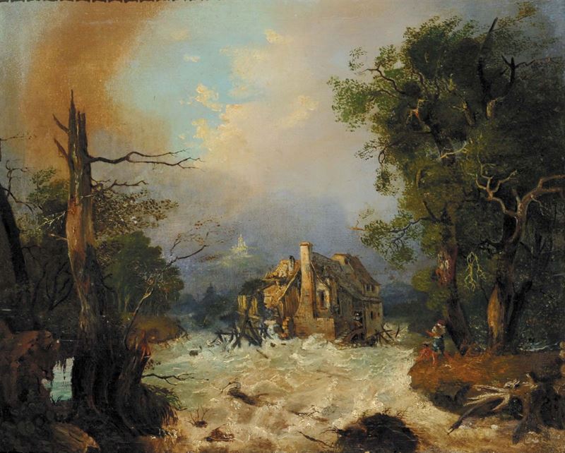 Scuola Tedesca del XIX secolo Nubifragio  - Asta Antiquariato e Dipinti Antichi - Cambi Casa d'Aste