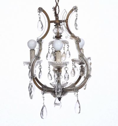 Piccolo Lampadario a Quattro Luci in Vetro di Murano