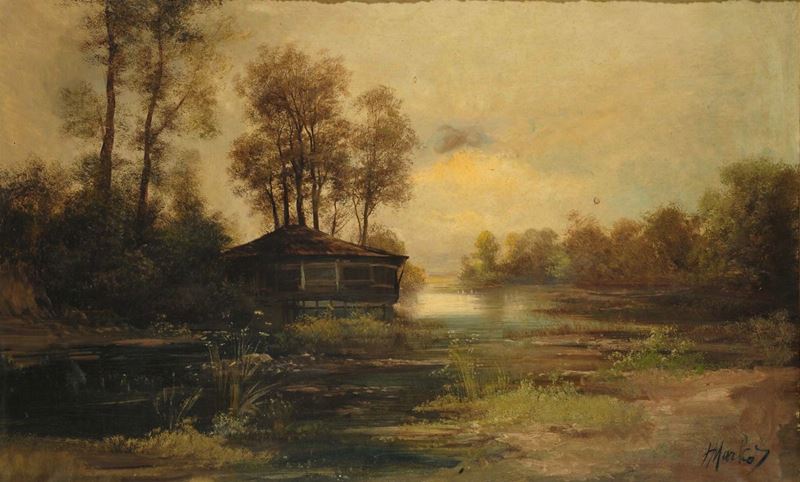 Henry Markò (1855-1921) Paesaggio  - Asta Dipinti del XIX e XX secolo - II - Cambi Casa d'Aste