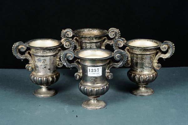 Quattro vasetti in argento, XIX secolo