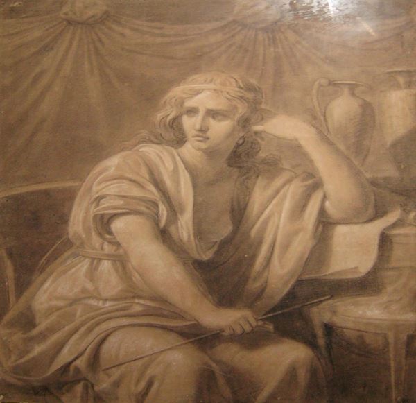 Disegno neoclassico con figura femminile