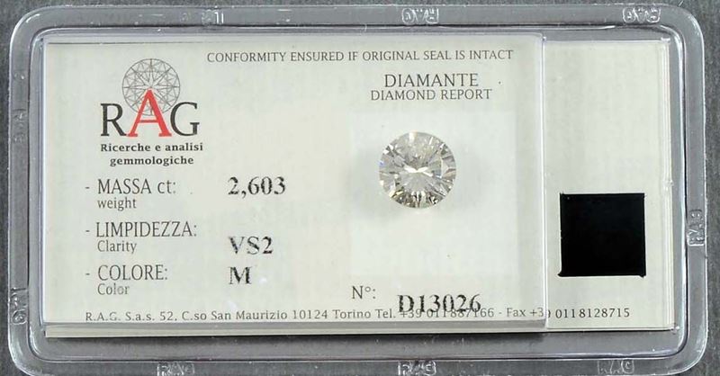 Diamante di ct 2,603  - Asta Argenti e Gioielli Antichi e Contemporanei - Cambi Casa d'Aste