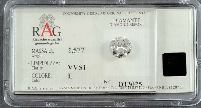 Diamante di ct 2,577  - Asta Argenti e Gioielli Antichi e Contemporanei - Cambi Casa d'Aste