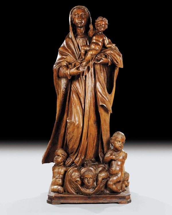 Scuola del XVIII secolo Madonna con Bambino e putti
