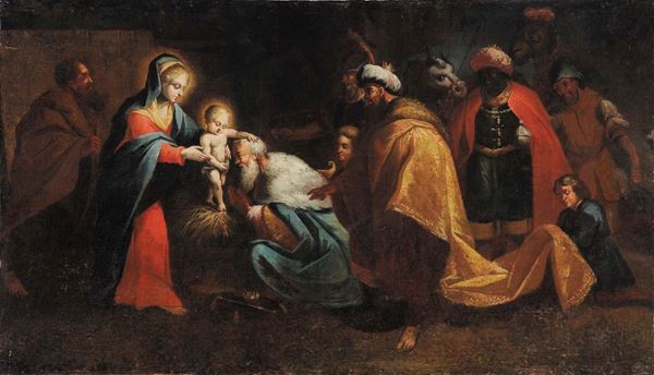 Scuola Italiana del XVII secolo Adorazione dei Magi
