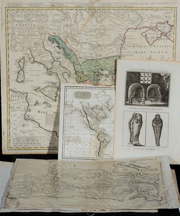 Otto carte geografiche differenti, XVII-XIX secolo