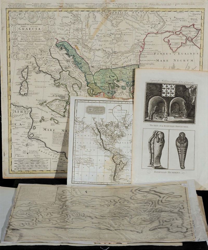 Otto carte geografiche differenti, XVII-XIX secolo  - Auction Old Paintings and Furnitures - Cambi Casa d'Aste