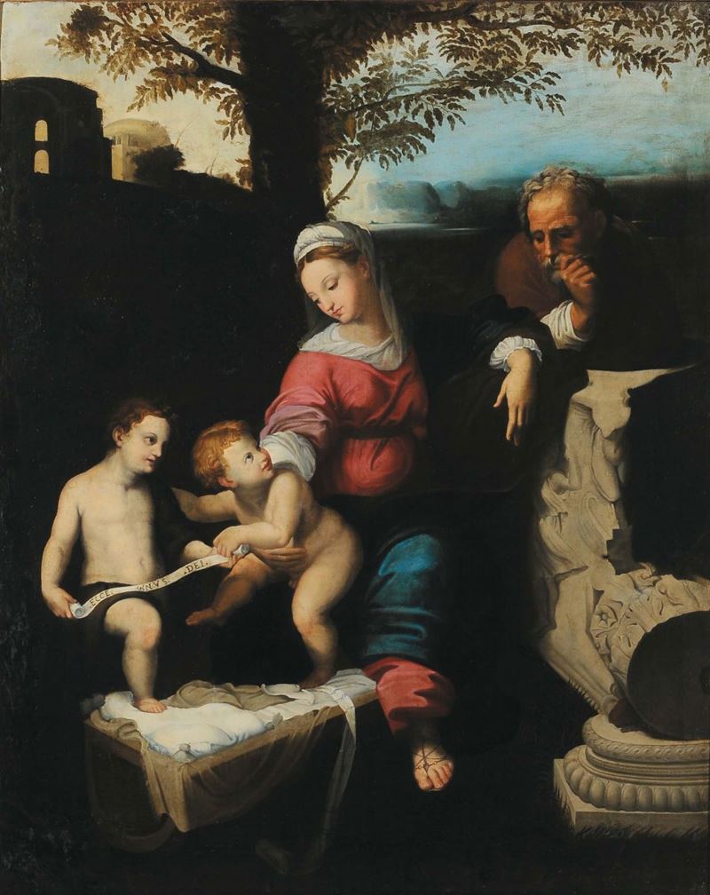 Giulio Romano (1499-1546), copia da Sacra Famiglia con San Giovannino  - Asta Antiquariato e Dipinti Antichi - Cambi Casa d'Aste
