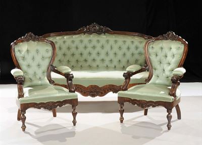 Salotto Regency Composto da Divano e Due Poltrone, XIX Secolo