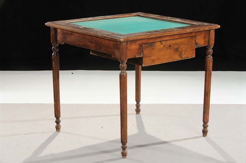 Tavolo da gioco ad un cassetto, inizi XX secolo  - Asta Antiquariato, Argenti e Dipinti Antichi - Cambi Casa d'Aste
