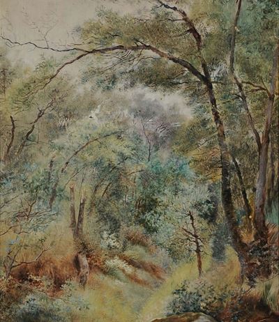 Ignacio Leon Y Escosoura (1834-1901)bosco di Fontainbleau a Parigi