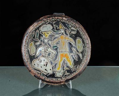 Ciotola in Terracotta Maiolicata e Dipinta in Policromia, Elio Schiavon (1925-2004)