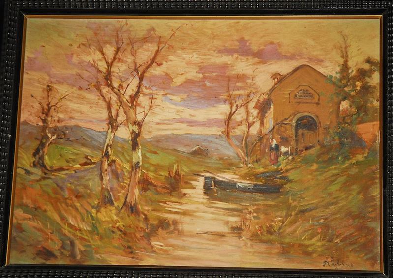 Arturo Pagliani Paesaggio con figure  - Asta Asta a Tempo Antiquariato - I - Cambi Casa d'Aste