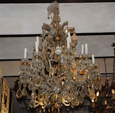 Lampadario a Quindici Luci in Cristallo