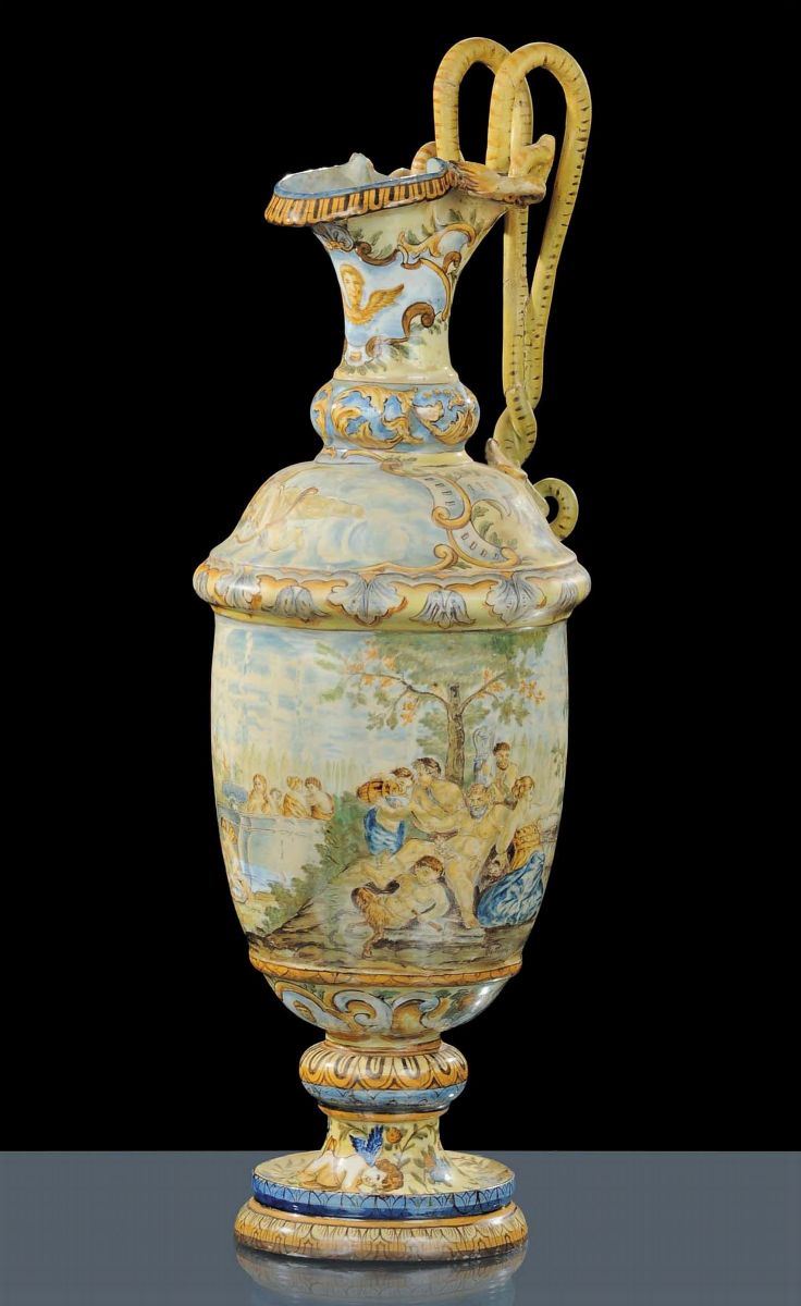 Versatoio in maiolica, Castelli XIX secolo  - Auction OnLine Auction 12-2011 - Cambi Casa d'Aste