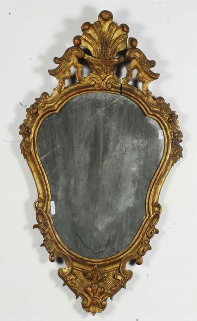 Specchierina in Legno Intagliato e Dorato, XX Secolo