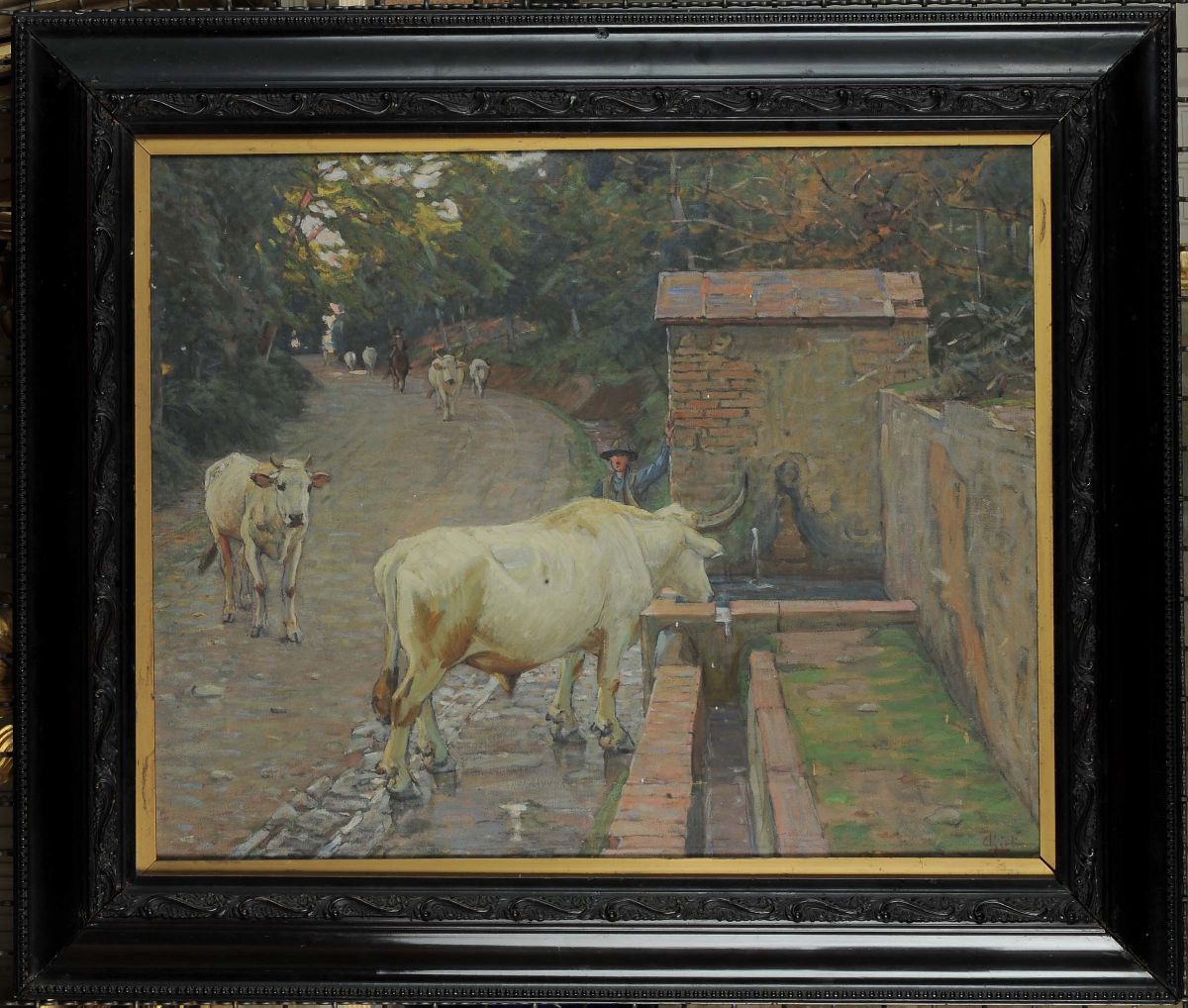 Luigi Gioli (1854-1947)pastore con Mucche