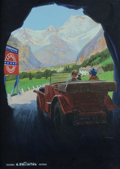Manifesto Pubblicitario del XX Secolo Benzina Lampo