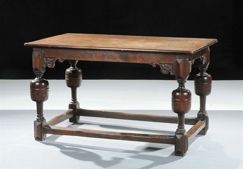 Tavolo in stile rinascimento in rovere, XIX secolo  - Asta Asta a Tempo 3-2014 - Cambi Casa d'Aste