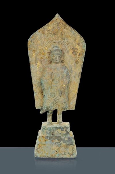 Scultura in Bronzo Dorato Raffigurante Buddha, XVIII Secolo