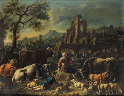 Salvator Rosa (1615-1673), Bottega Dipaesagggio con Armenti