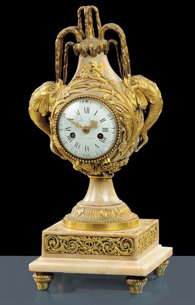 Orologio in Onice e Bronzo Dorato, XIX Secolo