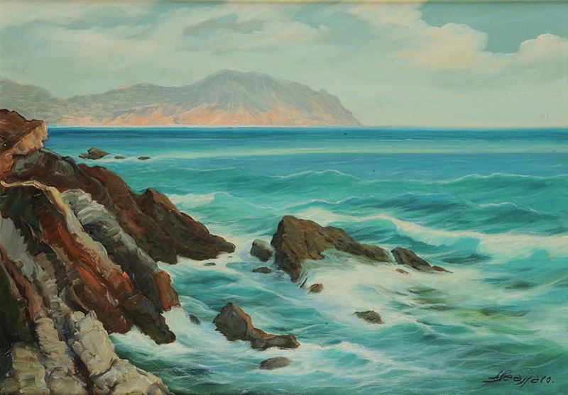 Saverio Seassaro (1917) Nervi, veduta su Punta Chiappa  - Asta Antiquariato e Dipinti Antichi - Cambi Casa d'Aste