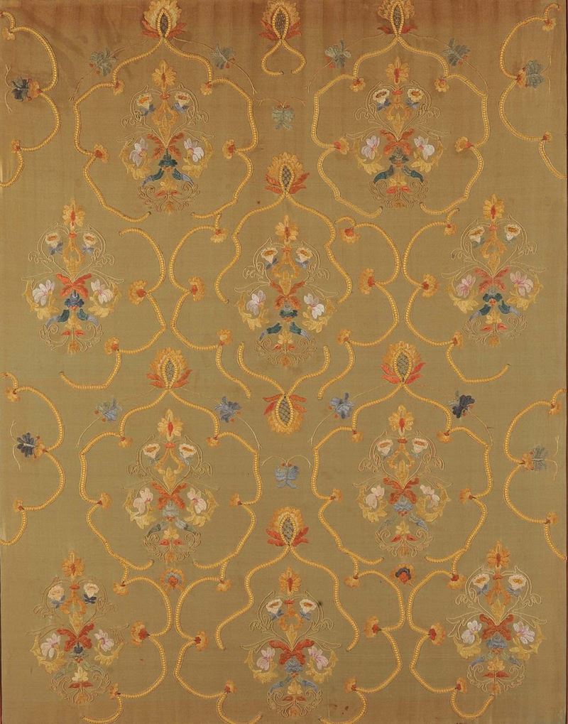 Pannello ricamato e motivi floreali  - Auction Antiquariato e Dipinti Antichi - Cambi Casa d'Aste