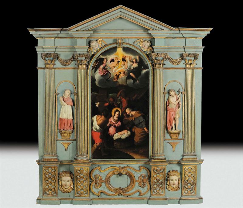 Scuola Italiana della fine del  XVI secolo Natività  - Asta Antiquariato e Dipinti Antichi - Cambi Casa d'Aste