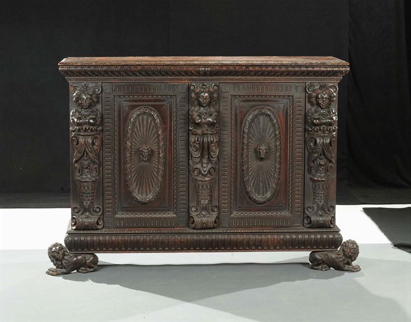 Credenza a due ante in stile rinascimento, XIX secolo  - Auction Old Paintings and Furnitures - Cambi Casa d'Aste