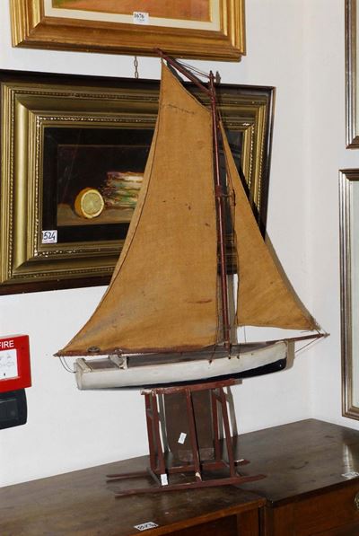Modello di Imbarcazione a Vela in Legno, XX Secolo