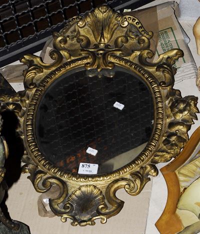 Specchiera Ovale in Rame Sbalzato e Dorato, Roma Fine XVIII Secolo