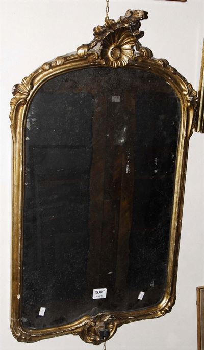 Specchiera in Legno Intagliato e Dorato, Napoli XVIII Secolo
