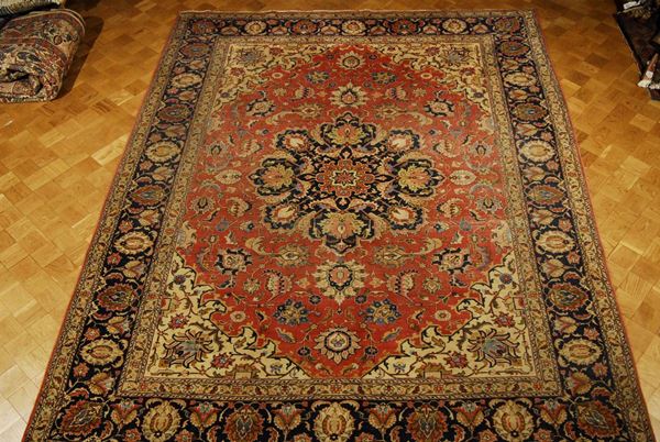 ERRATA CORRIGE, MISURE CORRETTE CM 382X301Tappeto persiano Tabriz, inizio  XX secolo