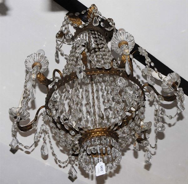 Lampadario a mongolfiera a sei luci, XIX secolo