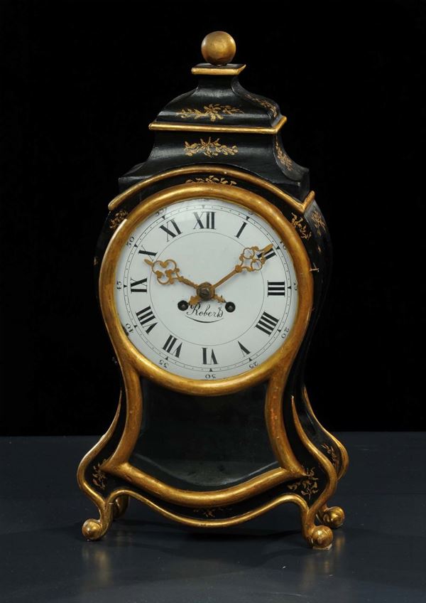 Orologio da tavolo in legno ebanizzato, Inghilterra XIX secolo
