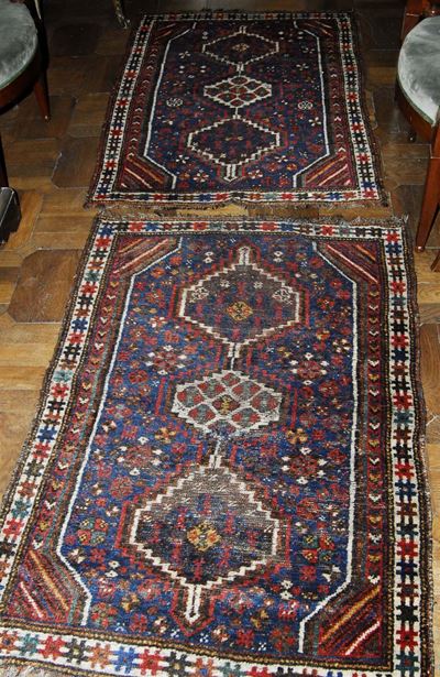 Coppia di Tappeti Sud Persia Shiraz, Inizio XX Secolo