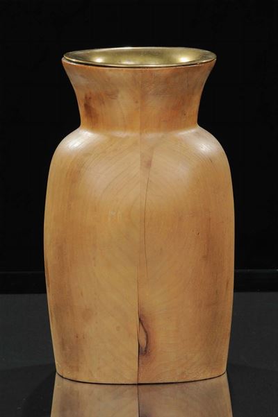 Vaso in Legno e Metallo Dorato, XX Secolo